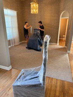 Pad-wrapping furniture on a home move